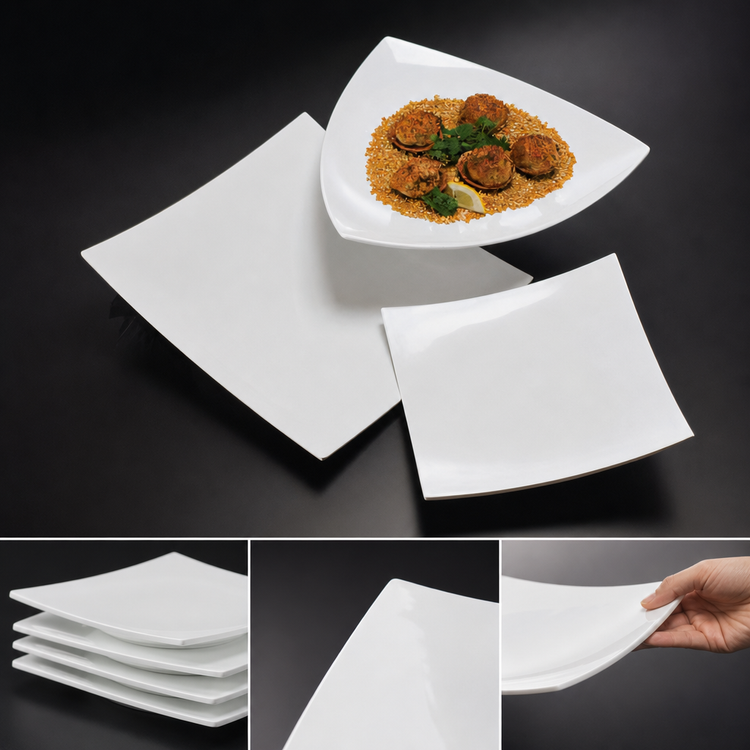 Product image #3 for American Metalcraft Endurance 12-Inch Square Curved Melamine Plate, White