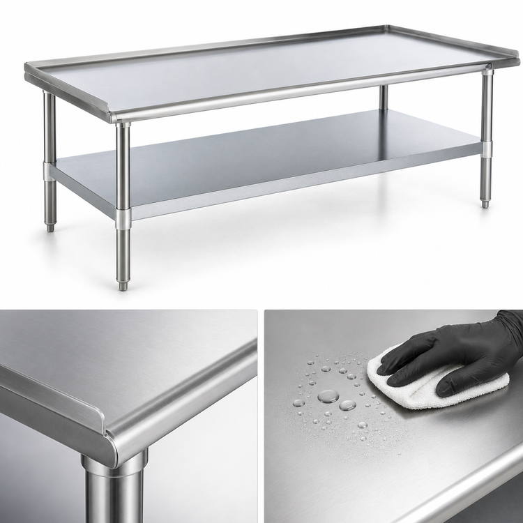 Product image #3 for Eagle Group 96-3/8-Inch Griddle/Equipment Stand with Stainless Steel Top and Galvanized Undershelf