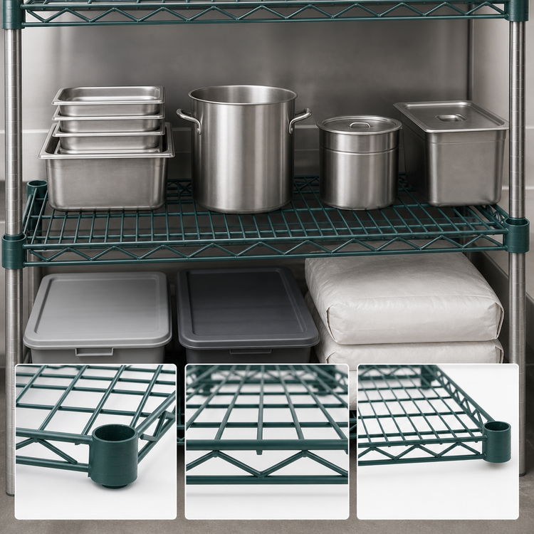 Product image #4 for Advance Tabco Special Value Heavy-Duty 72-Inch x 18-Inch Green Epoxy Coated Wire Shelf