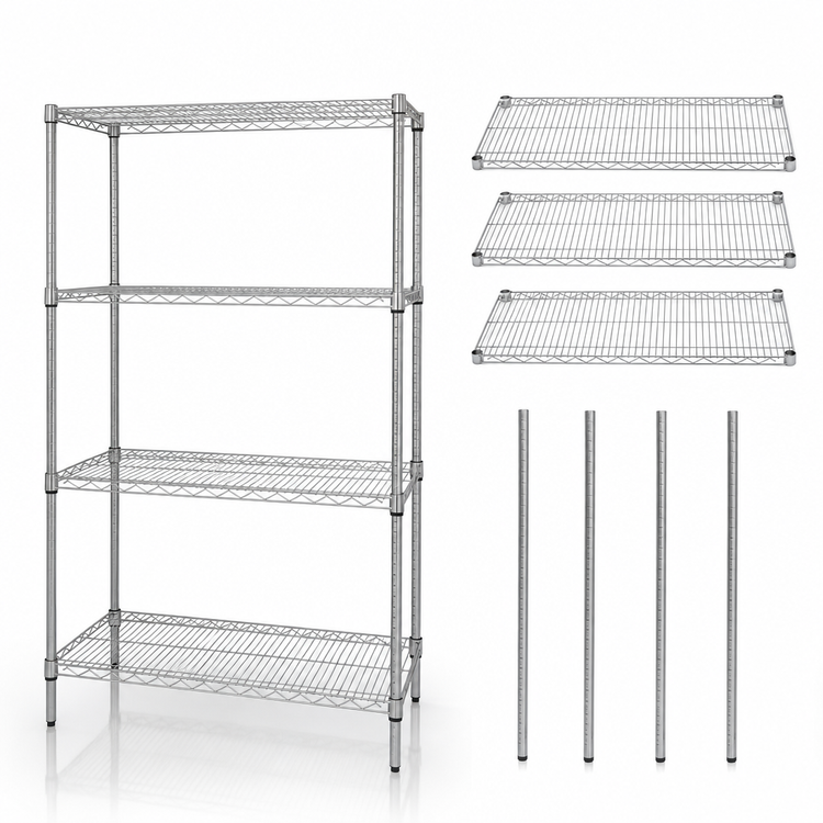 Product image #3 for Quantum 72"W x 12"D x 86"H Wire Shelving Starter Kit, Stationary, 304 Stainless Steel