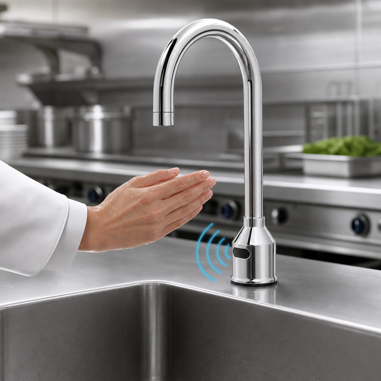 Product image #3 for equip Touchless Electronic Sensor Single-Hole Deck-Mount Gooseneck Faucet with Mixing Valve