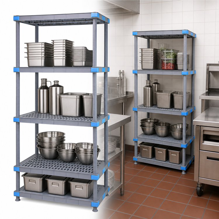 Product image #3 for Quantum Millenia 24 Inch W x 18 Inch D x 62 Inch H Stationary 4-Shelf Polymer Starter Shelving Unit, Gray