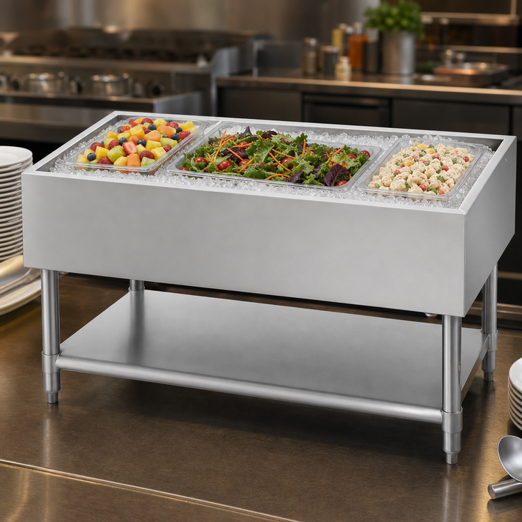 Product image #3 for Eagle Group SCP-4 Stationary 4-Pan Open Base Ice Cooled Cold Pan Serving Counter