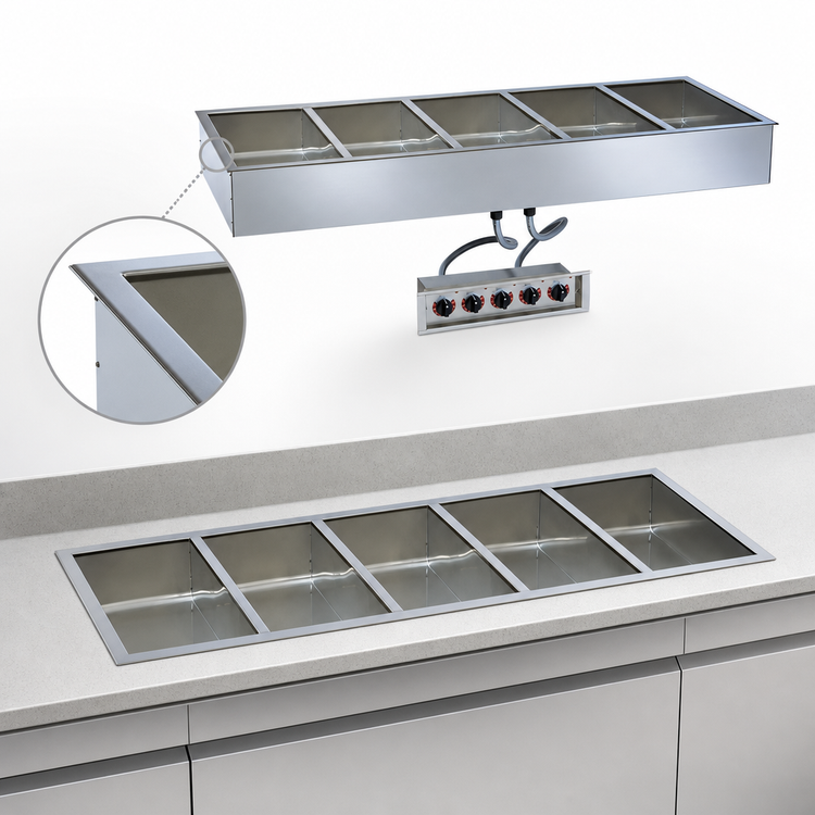 Product image #3 for Alto-Shaam Halo Heat Drop-In Electric Hot Food Well Unit, 5 Full-Size Pans, Large Flange