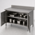 Thumbnail image #3 for John Boos 84-Inch x 24-Inch Stainless Steel Enclosed Work Table with Hinged Doors and 5-Inch Backsplash