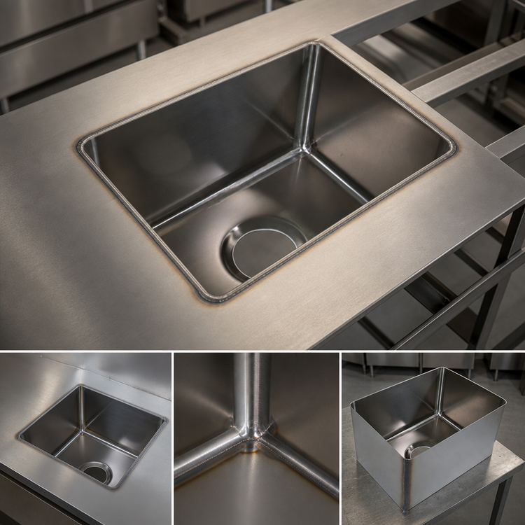 Product image #3 for BK Resources Weld-In Single-Compartment Sink Bowl, 20 x 28 x 12 Inch, 16 Gauge 304 Stainless Steel