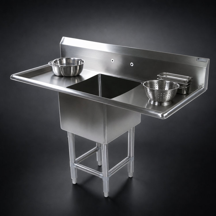 Product image #3 for John Boos Pro-Bowl 1-Compartment Sink with Left & Right 30-Inch Drainboards, 18-Inch x 18-Inch x 14-Inch Bowl