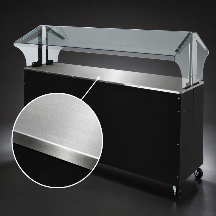Product image #3 for Advance Tabco Triumph Supreme Portable Solid Top Buffet Table with Enclosed Base and Double-Sided Sneeze Guard, 5 Pan Size, 77-3/4 Inch Wide
