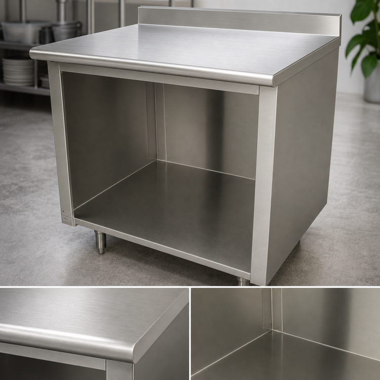Product image #3 for Advance Tabco Special Value Series 72" x 24" Open Base Work Table with 5" Backsplash, 16-Gauge 304 Stainless Steel Top
