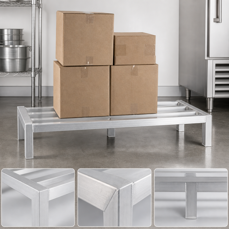 Product image #3 for 6-Leg Heavy Duty All-Welded Aluminum Dunnage Rack, 72"W x 24"D x 8"H, 4000 lb. Capacity
