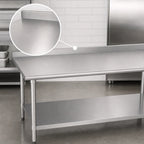Thumbnail image #3 for Duke Manufacturing 316S-30108-2R 108-Inch Stainless Steel Work Table with 1-1/8-Inch Riser, 16-Gauge 300 Series Top and Undershelf