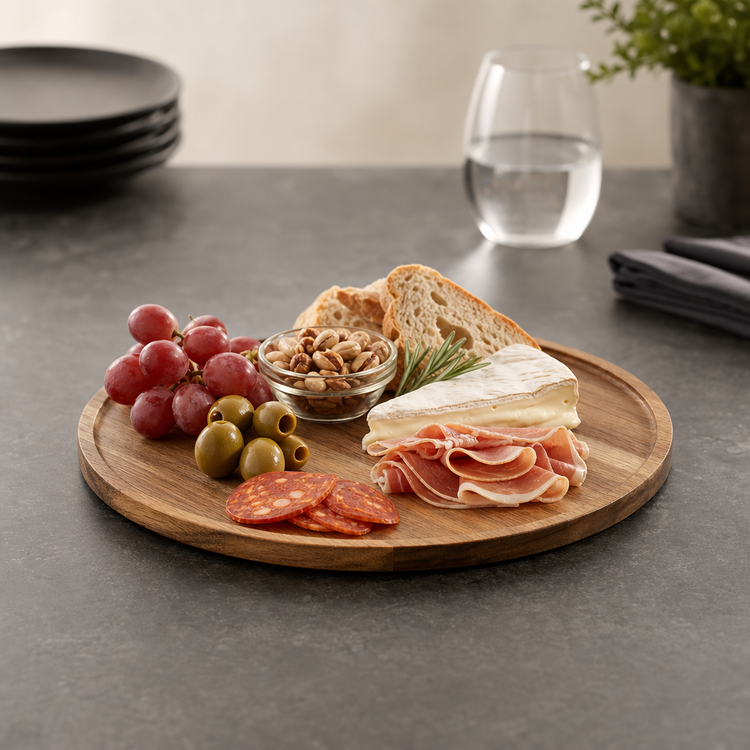 Product image #4 for American Metalcraft Loft Collection Round Acacia Wood Serving Board, 12-Inch Diameter x 3/5-Inch High