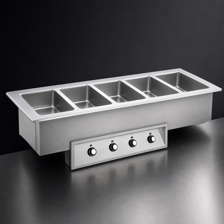 Product image #3 for Randell Custom & Serving 5-Pan Drop-In Electric Hot Food Well with Drains and Manifold