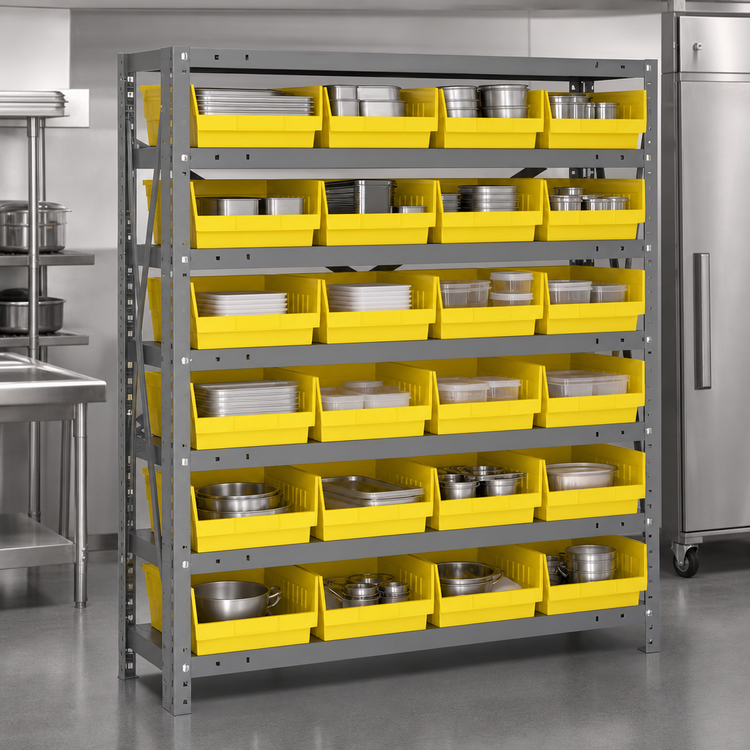Product image #3 for Quantum Heavy-Duty Stationary Wire Shelving Unit with 7 Shelves and 24 Bins, 12 x 36 x 39 Inches