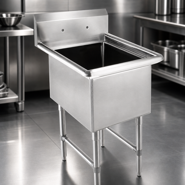 Product image #3 for John Boos 1-Compartment Stainless Steel Sink with 24 x 24 x 14 Inch Bowl and 10 Inch Backsplash