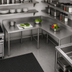 Thumbnail image #3 for Advance Tabco L-Shaped Corner Stainless Steel Work Table, 144 x 60 Inches, 30-Inch Deep, 14-Gauge 304 Top, 5-Inch Backsplash