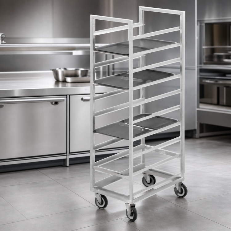 Product image #3 for Channel Manufacturing Single-Section Stainless Steel End-Load Cafeteria Tray Rack for 15 x 20 Trays, 70 Inch Height, 24-Tray Capacity
