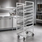 Thumbnail image #3 for Channel Manufacturing 447S Stainless Steel End-Load Cafeteria Tray Rack, 24-Tray Capacity, 15 x 20 Inch Trays, Mobile