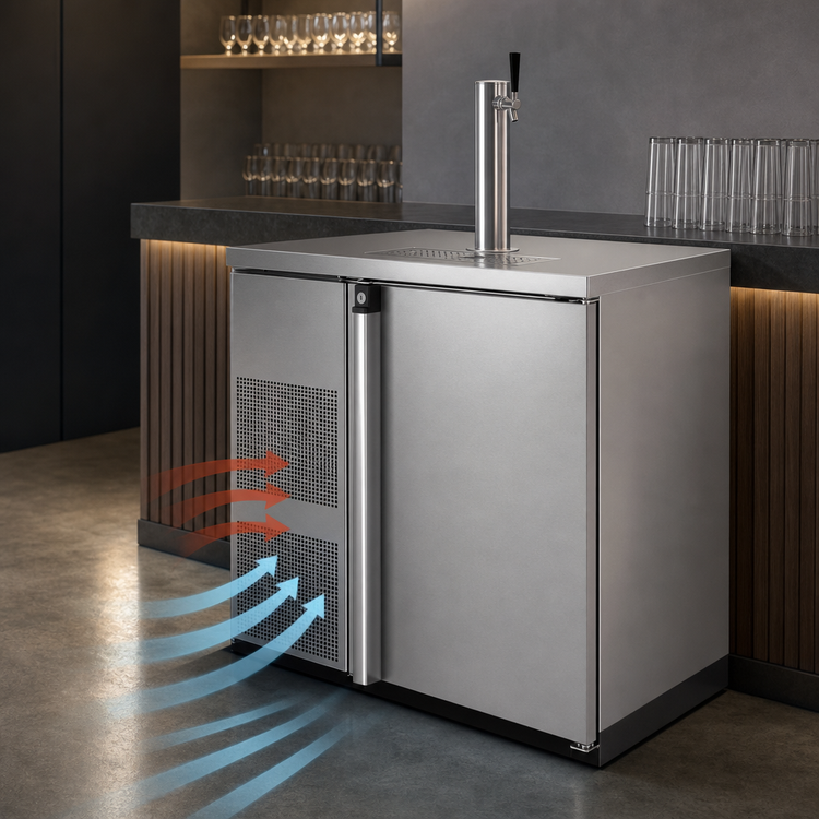 Product image #3 for Pro-Line 36-Inch One-Keg Self-Contained Direct Draw Draft Beer Cooler with Stainless Steel Finish and Glass Rinser