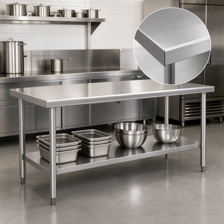 Product image #3 for Eagle Spec-Master Marine Series Stainless Steel Work Table with Adjustable Undershelf, 108 x 24 Inches