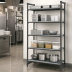 Thumbnail image #3 for Cambro Camshelving® Basics Plus CBU186072V5580 5-Tier Vented Stationary Polymer Shelving Starter Unit, 60 x 18 x 72 in., Brushed Graphite