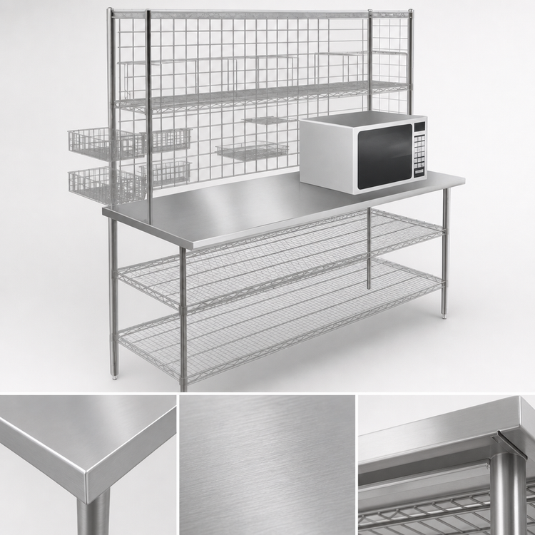 Product image #3 for Eagle Group Biscuit Workstation with Stainless Steel Top, Wire Overshelves and Undershelves