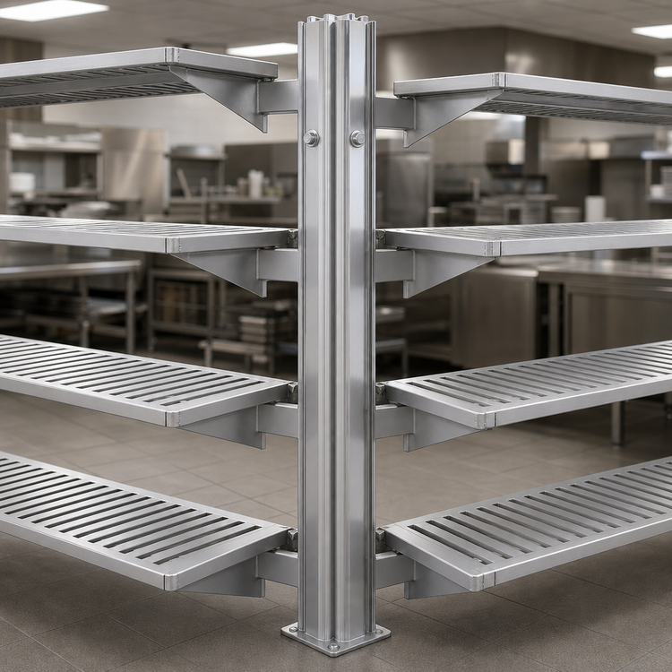 Product image #3 for Eagle Group Back-To-Back Aluminum Cantilever Shelving Upright, 48-Inch Floor-To-Ceiling Mount