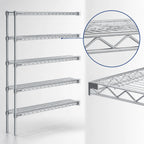 Thumbnail image #3 for Eagle Group A5-86-2472C 72"W x 24"D x 86"H 5-Tier Chrome Wire Add-On Shelving Unit with QuadTruss Design
