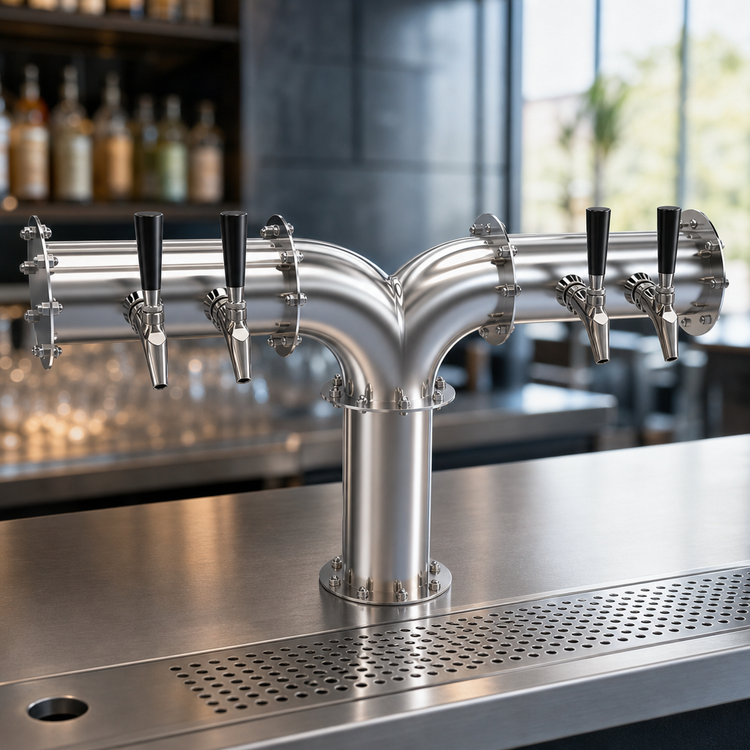 Product image #3 for Krowne KPY-4S Countertop Four-Faucet Glycol-Cooled Pipe Y-Tower Beer Tower, 30-Inch Overall Length