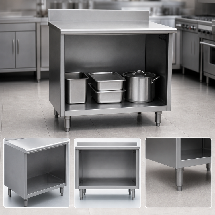 Product image #3 for Eagle Spec-Master Enclosed Open-Front Worktable with Backsplash, 96W x 30D, 14-Gauge 304 Stainless Steel Top