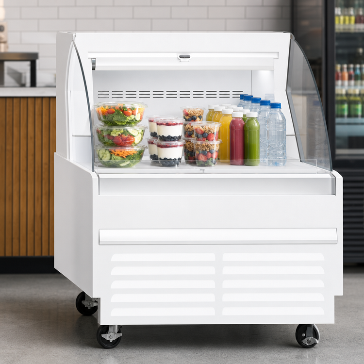 Product image #3 for Everest Refrigeration Horizontal Open Display Merchandiser, 5.6 Cu. Ft., Self-Contained Bottom-Mount Refrigeration, White