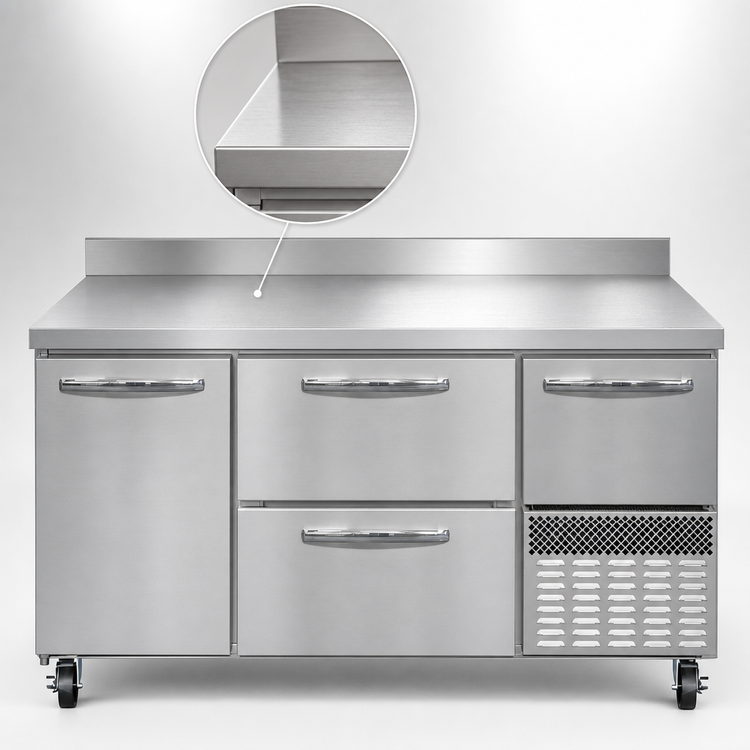 Product image #3 for Continental Refrigerator FA60SNBS-D 60" Shallow Depth Worktop Freezer with Drawers and Door