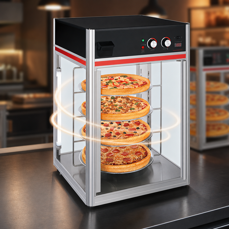 Product image #3 for Hatco Flav-R-Savor 2-Door Countertop Humidified Hot Food Holding and Display Cabinet with 4-Tier Motorized Rotating Circle Rack