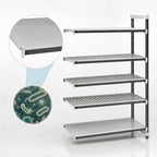 Thumbnail image #3 for Cambro Camshelving® Elements EXA244284S5480 Stationary Solid Polymer Add-On Shelving Unit, 24 x 42 x 84 Inches, 5-Shelf, Speckled Gray