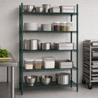 Thumbnail image #4 for Metro Super Erecta 5N337K3 5-Shelf Stationary Starter Wire Shelving Unit, 36"W x 18"D x 74"H, Green Epoxy Finish with Microban