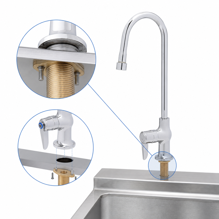 Product image #3 for T&S Brass Single Temperature Single Pantry Deck Mount Gooseneck Faucet with 5-3/4 Inch Swivel/Rigid Spout