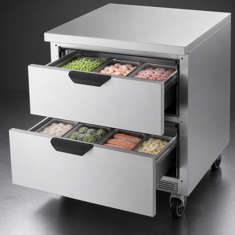 Product image #3 for Beverage-Air 27-Inch 1-Section Worktop Freezer with 2 Drawers and Flat Top, 6.13 Cu. Ft.