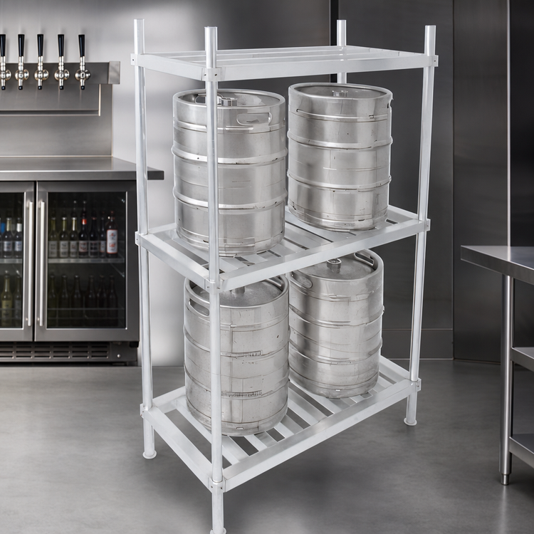 Product image #3 for John Boos Aluminum Keg Rack with 3 Adjustable Shelves, 42 x 20 x 76 Inches, 4-Keg Capacity