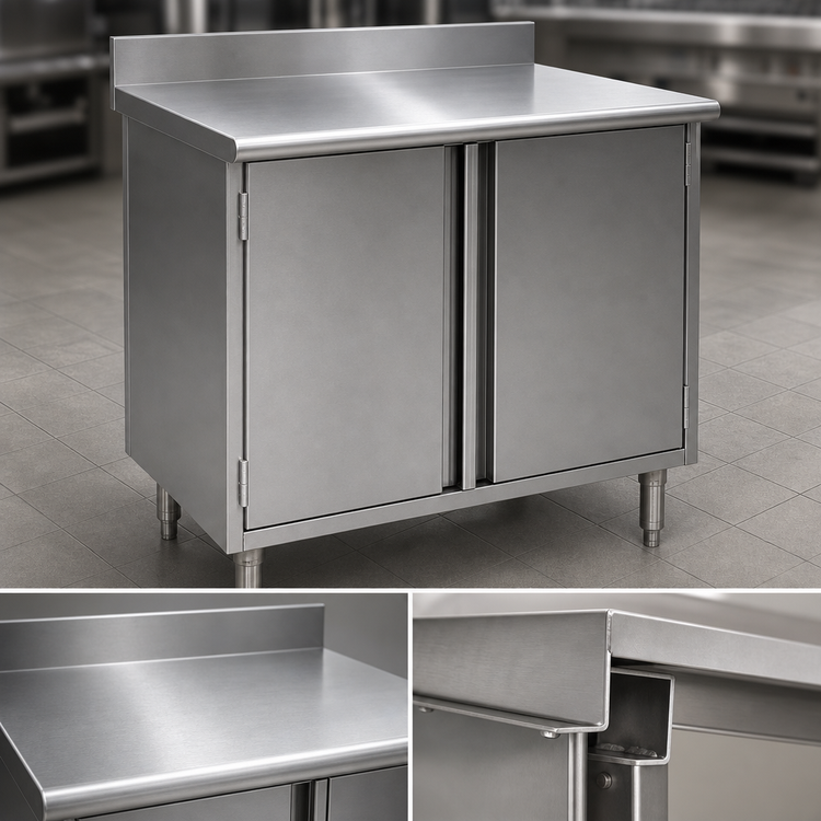 Product image #3 for Eagle Group Spec-Master Enclosed Work Table with Hinged Doors, 84 x 30 Inches, 4-1/2 Inch Backsplash