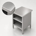 Thumbnail image #3 for John Boos EBOS6-2460 Open Front Enclosed Base Stainless Steel Work Table, 60 x 24 in, 16-Gauge 300 Series Top, Fixed Undershelf