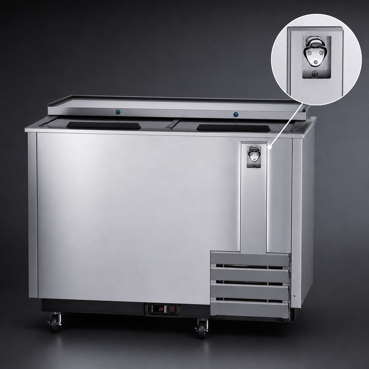 Product image #3 for KoolMore 50-Inch Commercial Bottle Cooler with Built-In Opener, 14 Cu. Ft., Stainless Steel, 115V