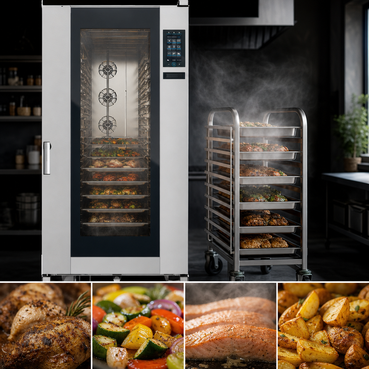 Product image #3 for ChefTop MIND.Maps Plus BIG Gas Roll-In Combi Oven/Steam Oven with Included Trolley, Left-Hand Door, 20 Full-Size Sheet Pan Capacity, 208-240V