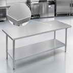 Thumbnail image #3 for Duke Manufacturing 416S-24108 108-Inch Stainless Steel Work Table, 16-Gauge 400 Series Top, Flat, Open Base with Undershelf