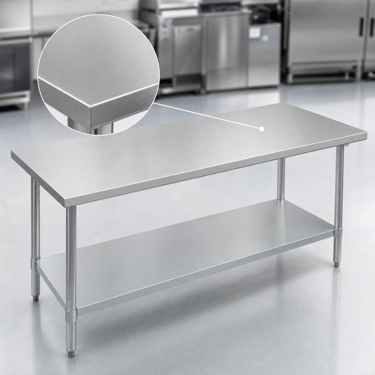 Product image #3 for Duke Manufacturing 108-Inch x 24-Inch Stainless Steel Work Table with Undershelf, Flat Top