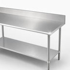 Thumbnail image #3 for Duke Manufacturing 416-30144-5R Stainless Steel Work Table with 5-Inch Riser and Galvanized Undershelf, 144 x 30 x 36 Inches