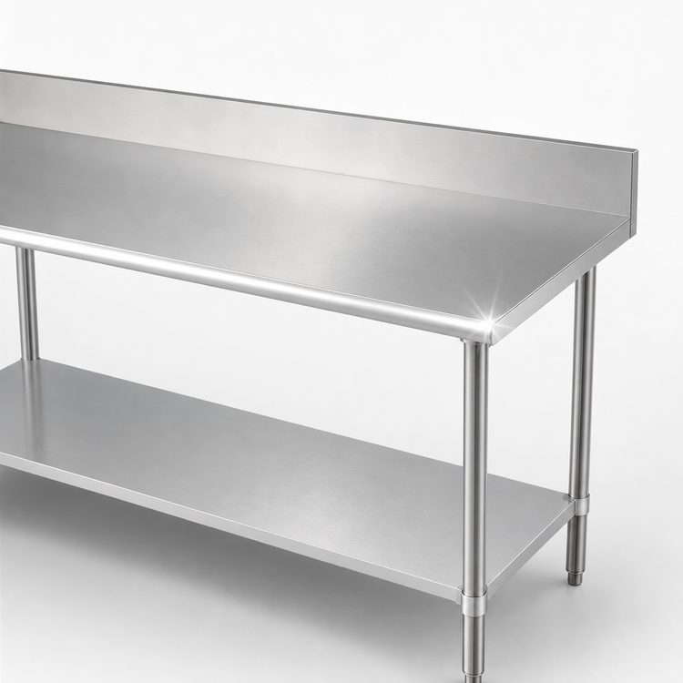 Product image #3 for Duke Stainless Steel Work Table with 5-Inch Riser and Galvanized Undershelf, 144 x 30 Inches