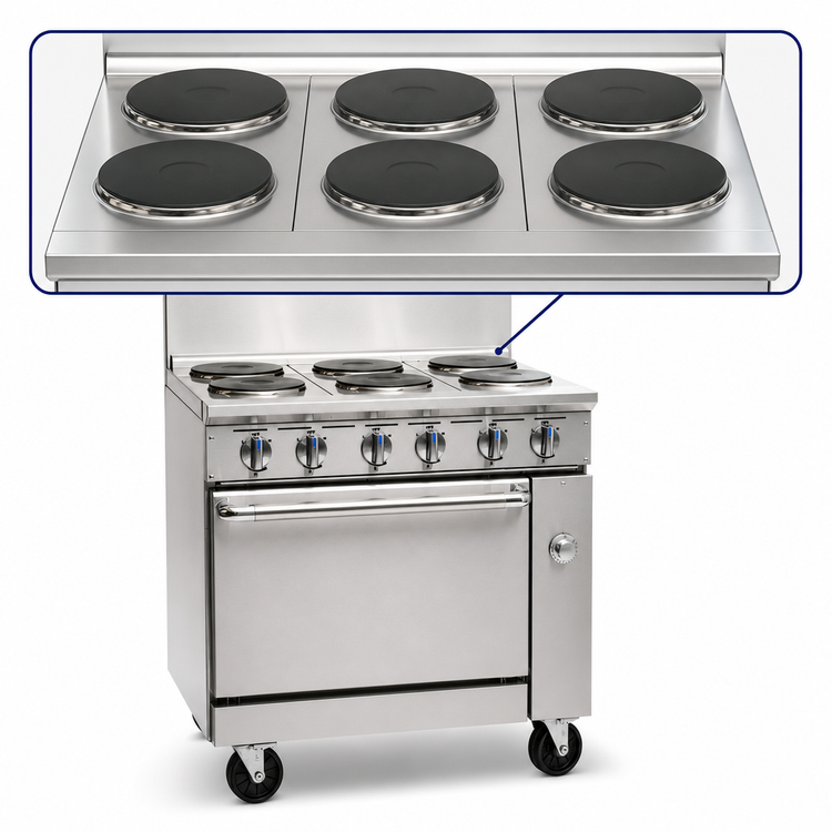 Product image #3 for Imperial Pro Series 36-Inch Electric Restaurant Range with 6 Round Elements, Solid Top, and Standard Oven