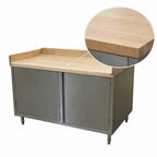 Thumbnail image #3 for BK Resources CMBT-3060H 60-Inch x 30-Inch Hard Maple Chef Table with Stainless Steel Cabinet Base and Hinged Doors
