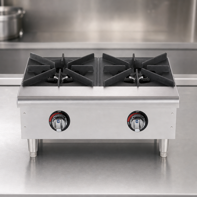 Product image #3 for Star-Max 24-Inch Side-by-Side 2-Burner Gas Hot Plate with Stainless Steel Front, 50,000 BTU