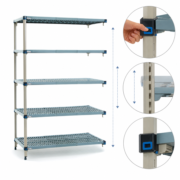 Product image #3 for MetroMax Q 72 Inch Wide x 21 Inch Deep x 74 Inch High 5-Shelf Add-On Polymer/Wire Shelving Unit
